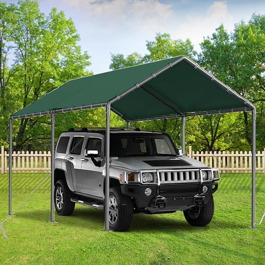 Outdoor Carport 10x20ft Heavy Duty Car Tent, Portable Garage Canopy Storage Shed, Car Shelter, All-Season Tarp Tent for Party (GN)
