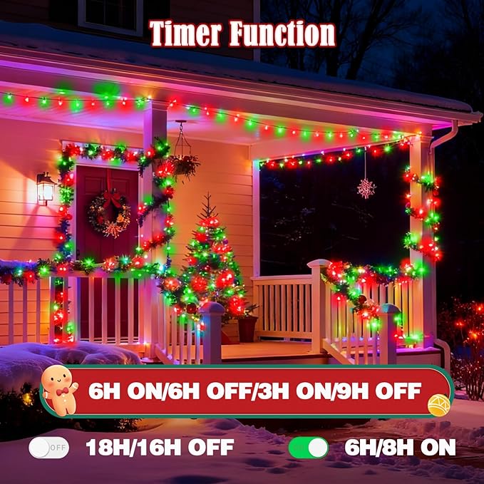 2025 New Voice Control 88ft 240LED Smart Christmas String Lights Outdoor/Indoor | String Lights with Remote, 12Modes, 7Voice Commands & Timers, Christmas Twinkle Light for Xmas Tree Decor(Red & Green)