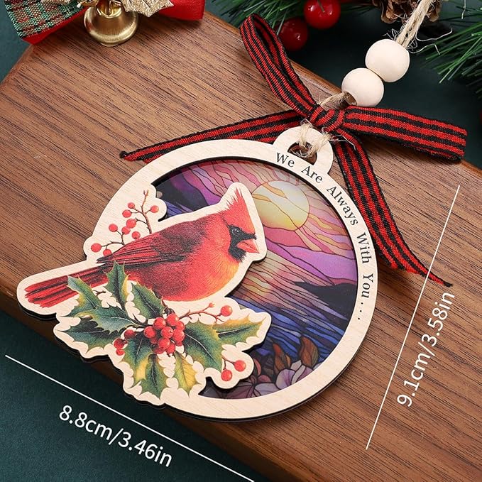 Tesuivra Cardinal Christmas Ornaments for Christmas Tree Decor - Red Cardinal Keepsake Decorative Hanging Ornament - Memorial Gifts for Loss of Loved One
