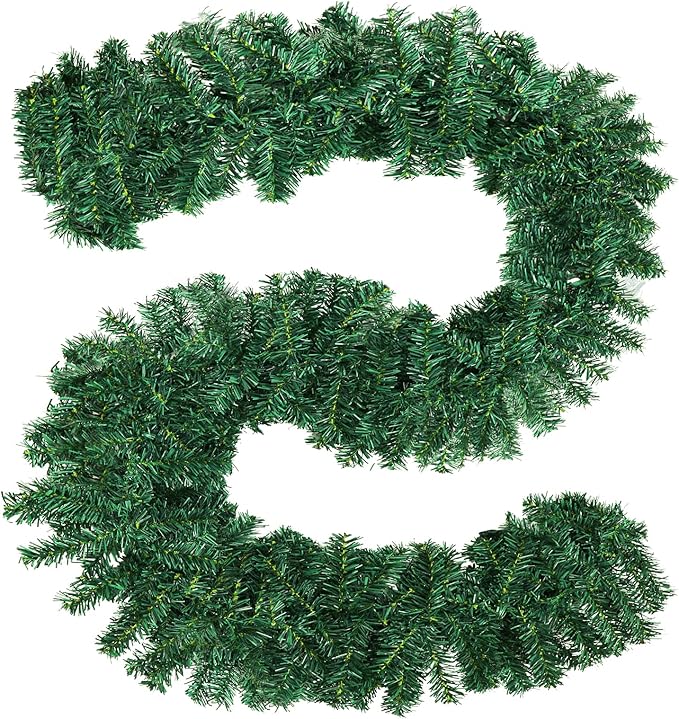 Incbruce 9 FT Artificial Christmas Garland Decorations, Winter Cedar Pine Needles Garland for Wall, Home Fireplace, Indoor, Outdoor Holiday Christmas Decorations (Pack of 10)