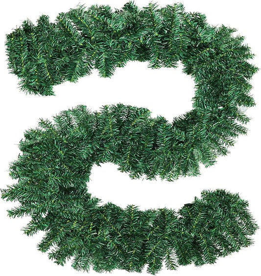 Incbruce 9 FT Artificial Christmas Garland Decorations, Winter Cedar Pine Needles Garland for Wall, Home Fireplace, Indoor, Outdoor Holiday Christmas Decorations (Pack of 10)