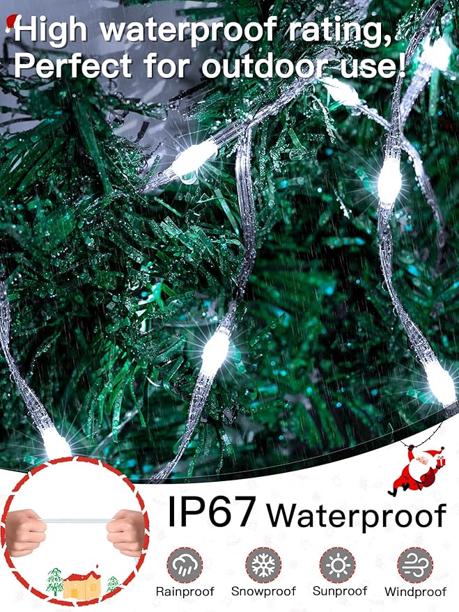 Christmas Lights Cool White, 1000LED 328FT Christmas Tree Lights IP67 Waterproof, Plug in Fairy Lights with Remote 8 Modes Timer, Xmas Light for Outdoor Indoor House Holiday Decor