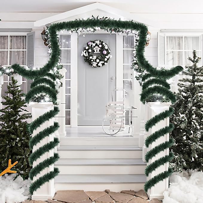 50FT Christmas Green Garland Artificial Greenery Garland for Christmas Tree Decorations, Indoor Xmas Decor for Home Fireplace Mantle Stairs Holiday Party
