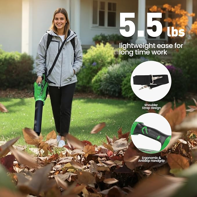 40V Leaf Blower Cordless, 620CFM Brushless Electric Leaf Blower Cordless with 2¡¿5.0Ah Batteries and Charger, Battery Powered Leaf Blowers 4-Variable Speed & Turbo Mode Blowers for Lawn Care, Yard