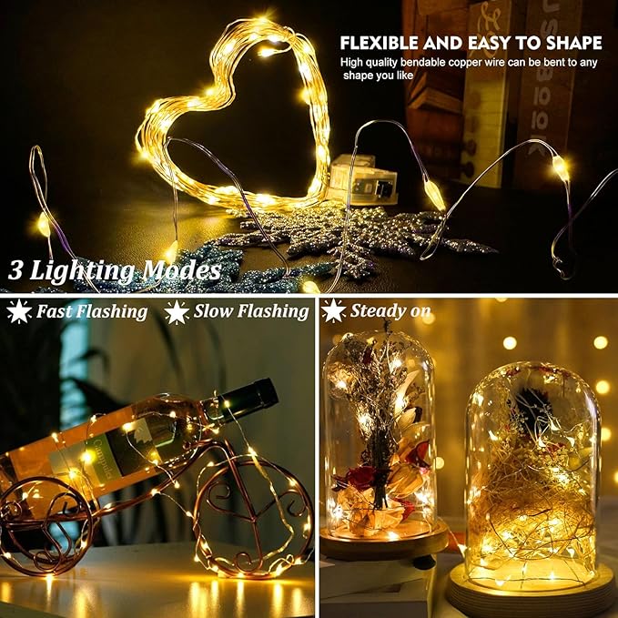 AIKEI 48 Pack LED Fairy Lights Battery Operated, String Lights Waterproof 7 Feet 20 Led Firefly Starry Lamps for Wedding Party Bedroom Garden Christmas Decoration (Warm White, 48 Pack)