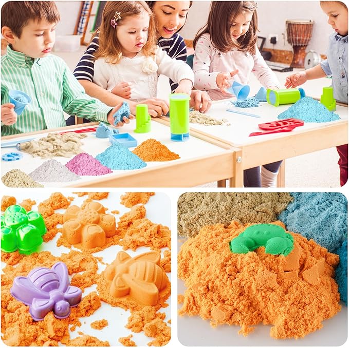 FlexiSand Value Pack 11lbs of Moldable Self-Sticking Sand, Never Dries Out-Fun for 3 Years and Up Kids Bulk Refill for Sensory Sand Box Toys, Ideal for Shaping, and Molding (Orange)