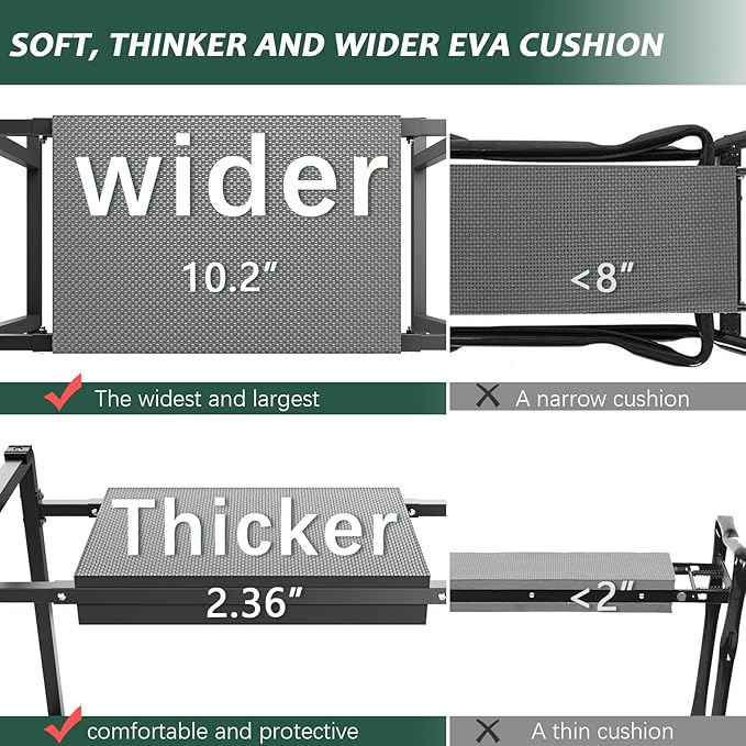 FLINTER Garden Kneeler and Seat, 10.2 Wider Heavy Duty Thick Gardening Bench for Kneeling and Seat - Multifunctional Kneeler Bench, Gardening Gifts for Women, Seniors Grandparents, Black