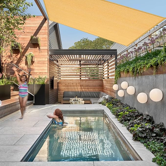 19' x 22' Yellow Sun Shade Sail Straight Edge Canopy Awning Pergola Cover, for Outdoor Patio Lawn Garden Backyard Carport