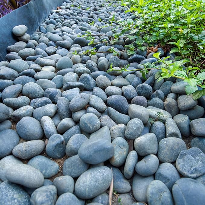 20 lbs Natural Unpolished Black Rocks Mexican Beach Pebbles, 2-3 Inch Decorative Black River Rocks for Outdoor Landscaping, Garden Paving, Plant Rocks, Fountain and Walkways
