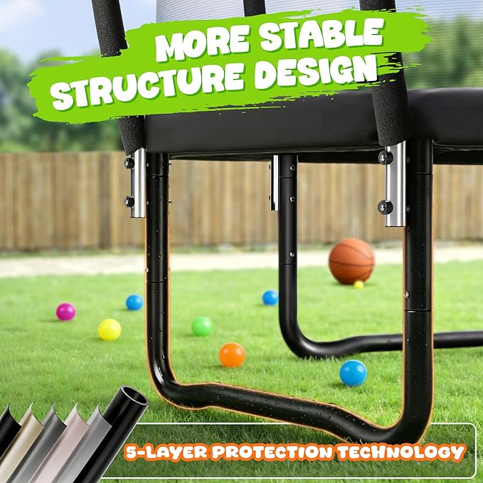 Trampoline 8FT 10FT 12FT 14FT 15FT 16FT, Recreational Trampolines with Enclosure Net and Ladder, Outdoor Anti-Rust Trampolines for Kids and Adults, ASTM Approved
