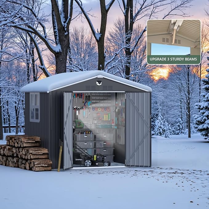 8x6 FT Metal Storage Shed with Window,Outdoor Storage Building,Large Backyard Sheds,Waterproof Outside Storage Sheds