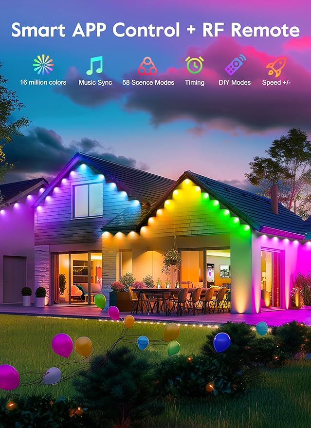 Brightown Smart C9 Christmas Lights Outdoor, 100 LED Christmas Color Changing Fairy Lights App Control, Music Sync, RGB, Shatterproof Connectable C9 String Lights for Tree House Indoor Xmas Decor