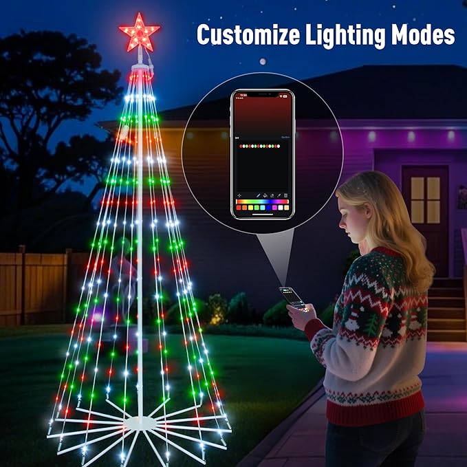 Magical 9FT 460 LEDs Smart Christmas Tree with App Control, 85+ Lighting Modes, Music Sync, IP65 All-Weather Metal Frame, Easy Setup for Front Yard, Holiday, Party, Family Joy
