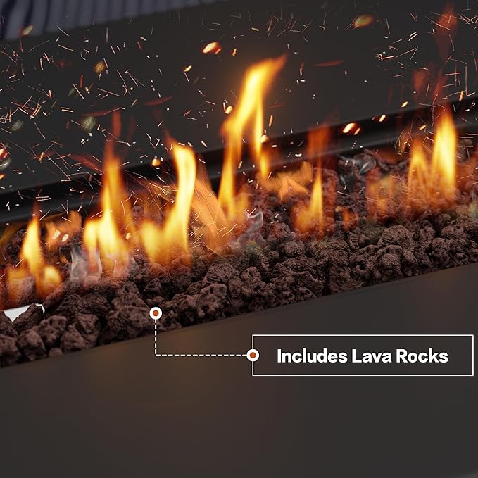 JAMFLY 43in Propane Fire Pit Table, Outdoor Gas Fire Pit for Patio, 50,000 BTU with Lava Rocks, Waterproof Cover, and Lid, Perfect for Cozy Gatherings & Relaxing Outdoor Parties