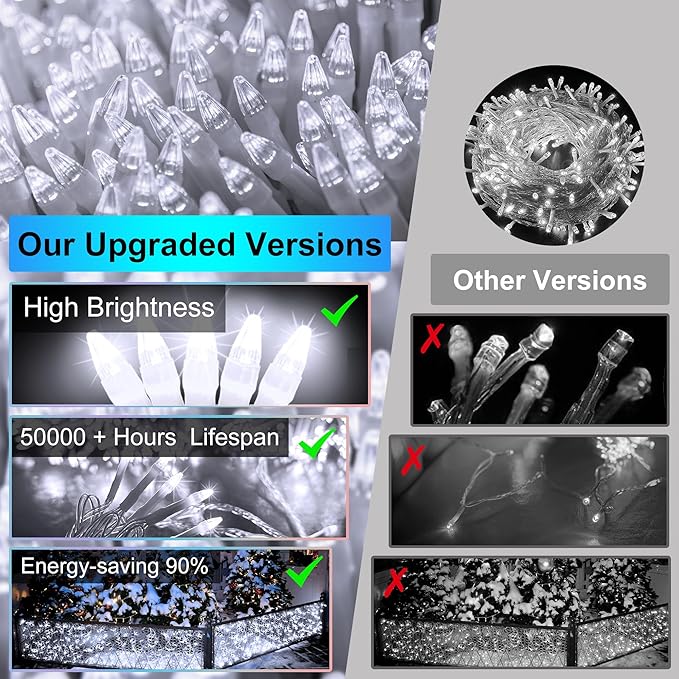 82 FT Outdoor Christmas Lights with 176 Drops, Christmas Decorations Fairy Lights 616 LED 8 Modes, Plug in Waterproof Hanging String Lights for Home Xmas Tree Yard Wedding Party Cool White