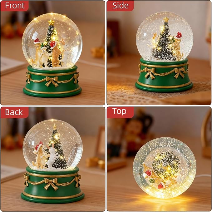 Snow Globe Dogs Party/Christmas Tree Snowglobe with LED Birthday Party Decorations Creative Collectibles (GPY6430-120MM)