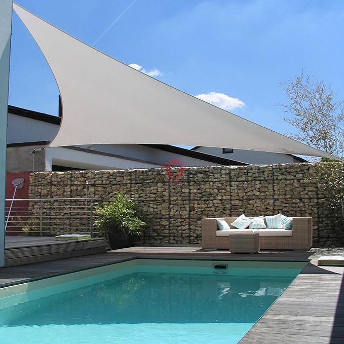 Patio Paradise 2' x 2' x 2' Sun Shade Sail Triangle Canopy Shade Cloth Fabric Sunlight Block Patio Pergola Cover HDPE Deck Awning for Outdoor Backyard Roof Shading, Gray