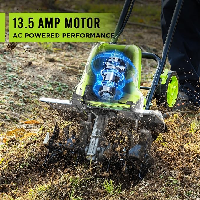 STEELITE 16-Inch Corded Electric Tiller, 13.5 Amp Powerful Garden Cultivator for Soil Preparation and Landscaping ? Lightweight, Durable, and Easy to Use