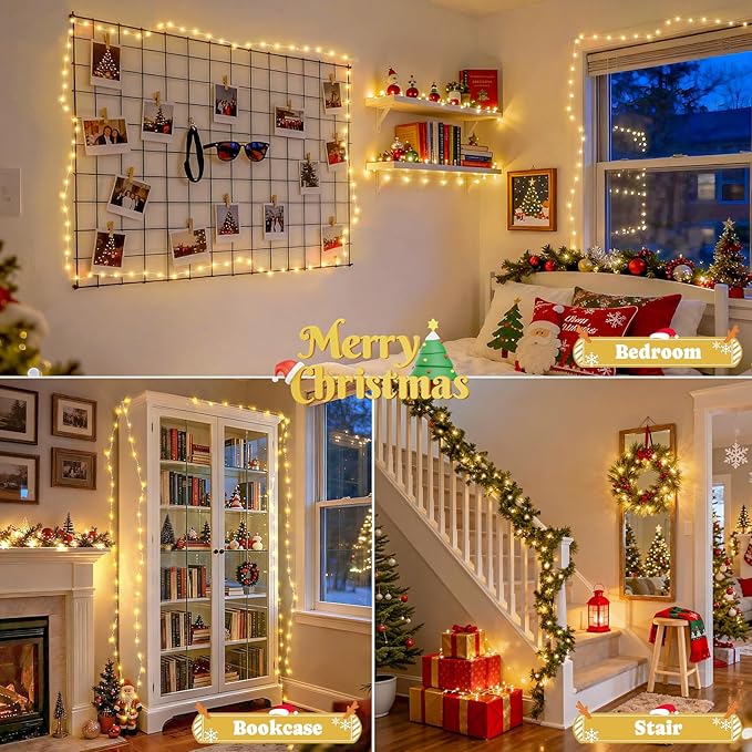 JMEXSUSS 2 Pack Fairy Lights Battery Operated with Remote, Total 400 LED 132ft Battery Powered String Lights, Christmas Twinkle Lights for Bedroom Indoor Outdoor Patio Tree Christmas Decor, Warm White
