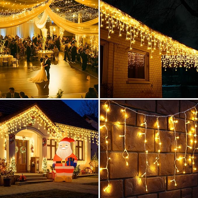 Solar Icicle Christmas Lights Outdoor 66+16Ft 660LED Icicle Lights for Outside with Connectable Rechargeable 8 Modes Remote Dimmable Fairy String Lights for Xmas Yard Eaves Balcony House Decorations