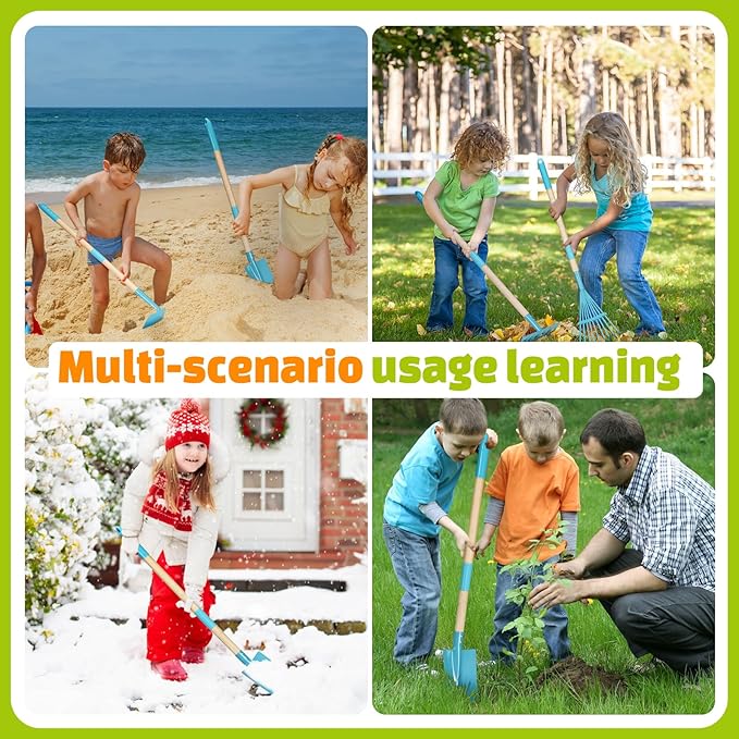 Kids Gardening Tools Set with Wheelbarrow Outdoor Educational Toy,Shovel, Rake, Watering Can,Beach,Garden,Backyard Farm Digging Toys for 3+Years Old Boys Girls Toddler Birthday Gift