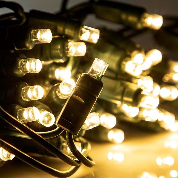 Pro Christmas LED Christmas Lights – 50 Count Wide Angle Conical String Lights – Professional Grade Indoor/Outdoor Commercial Holiday Light Set for Trees, Bushes, & Décor – Red, White, and Blue