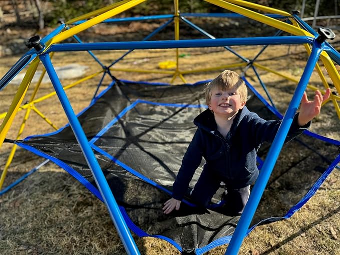 Hapfan Jungle Gym, 10ft Climbing Dome with Hammock and Swing, Outdoor Play Equipment with Monkey Bars for Kids 3-12, Supports 800LBS Backyard Climbing Toys