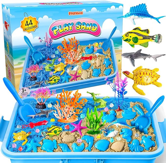 Sensory Bin, Ocean Kit with Sensory Sand, Play Sand Pretend Play Beach Toy, Sandbox for Girls and Boys
