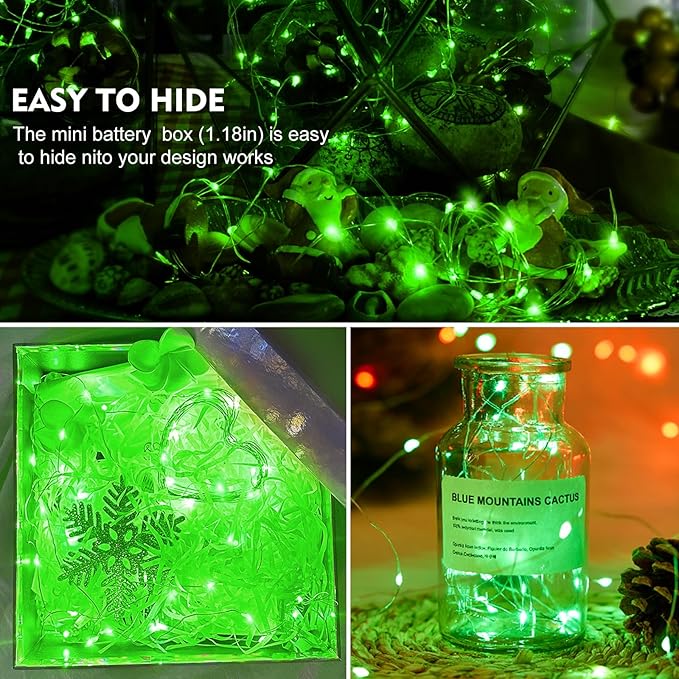 AIKEI 24 Pack LED Fairy Lights Battery Operated, String Lights Waterproof 7 Feet 20 Led Firefly Starry Lights for Wedding Party Bedroom Garden Christmas Decoration Green