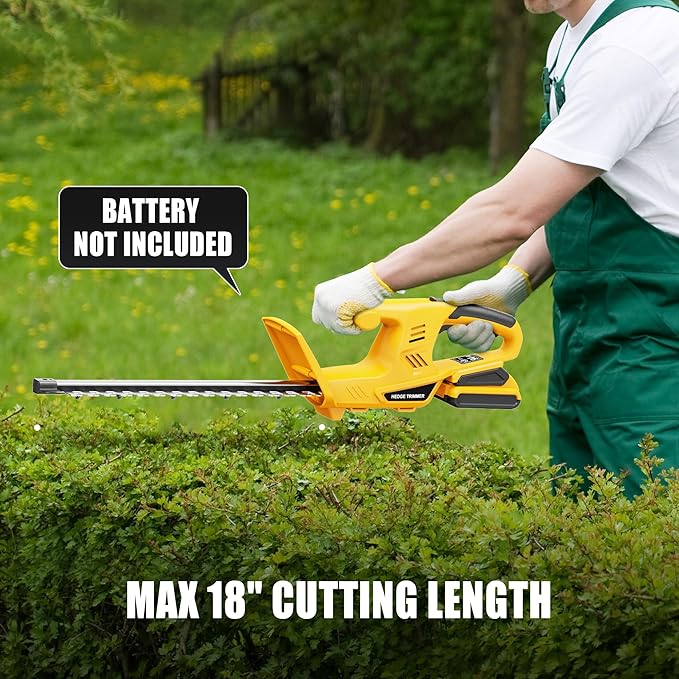 Houselife Cordless Hedge Trimmer Compatible with Dewalt 20V MAX Battery(Tool Only), 18'' Electric Hedge Trimmers Cordless, Lightweight Battery Powered Bush Trimmer for Yard, Garden