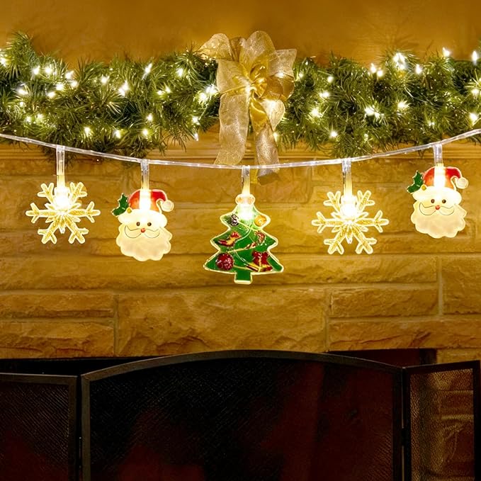 13ft 20 LED Battery Operated Christmas Lights – Xmas Tree, Snowman, Snowflake Twinkling LED String Lights, Waterproof Atmosphere Light for Indoor Outdoor Christmas Decorations, Xmas Home Decor