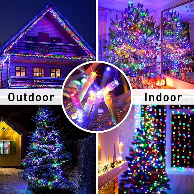 JMEXSUSS 2 Pack 100LED Multicolor String Lights Indoor, 33 Ft Connectable Multicolor Christmas Lights Outdoor Waterproof, 8 Modes Colorful String Lights Plug in for House Tree Party