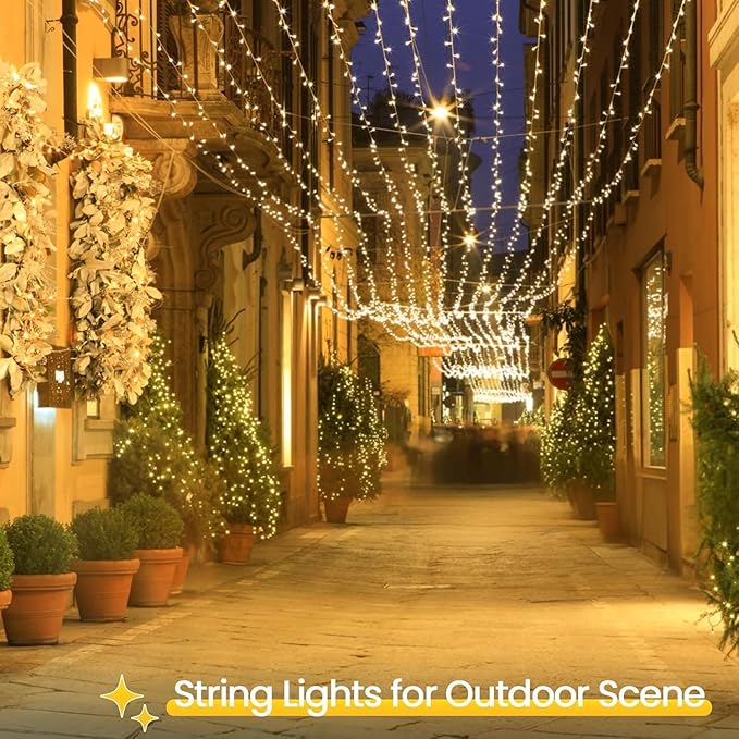 4 Pack Christmas String Lights Battery Operated with Timer, 132FT 400 LED Waterproof Twinkle Lights, 8 Modes Fairy Light for Indoor and Outdoor Bedroom Garland Tree Christmas Decorations (Warm White)