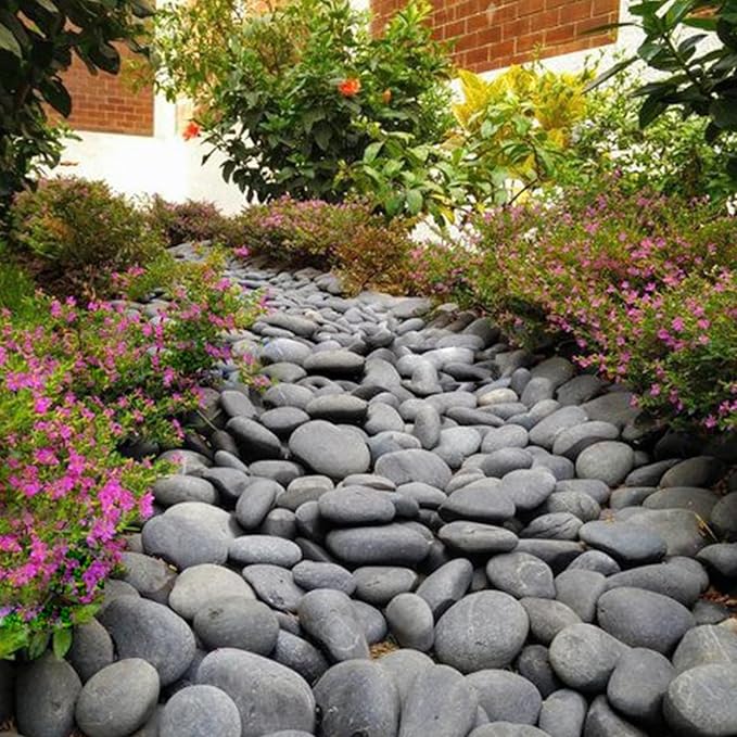 20 lbs Natural Unpolished Black Rocks Mexican Beach Pebbles, 3-4 Inch Decorative Black River Rocks for Landscaping, Planters, Garden Paving, Walkways, Plant Rocks and Outdoor Decorayive Rocks