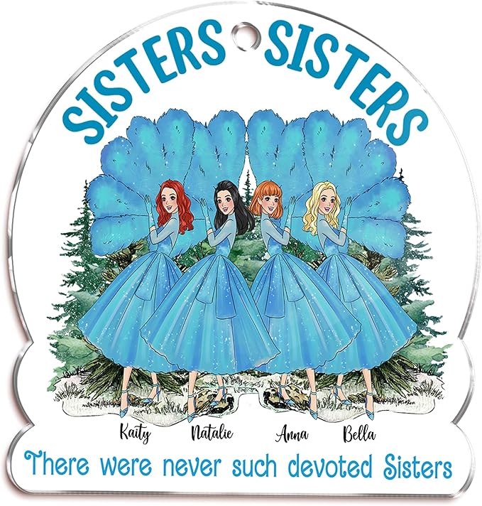 Gossby Personalized Sisters Sisters Christmas Ornament - Custom Sister Gift - Christmas Sister Friend Gift - Christmas Decorations - There were Never Such Devoted Sisters - 4 Sisters