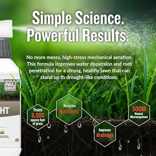 Turf Titan Thatch Buster Lawn Aerator & Grass Dethatcher (1 Gallon) ? All-Natural Liquid Soil Loosener & Conditioner for Green Grass ? Healthy Soil in 45 Days ? Covers Up to 32,000 Sq Ft