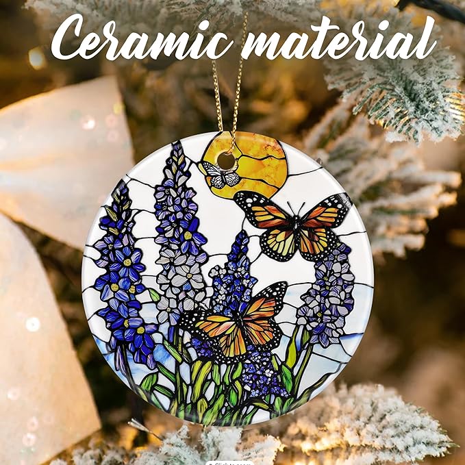 Lavender Butterfly Ornaments, Christmas Ornaments: Christmas Tree Decorations, Holiday Decor, Stocking Stuffers, Gift Ideas, Xmas Gift, Gifts for Flower Lover & Gifts for Butterfly Lover