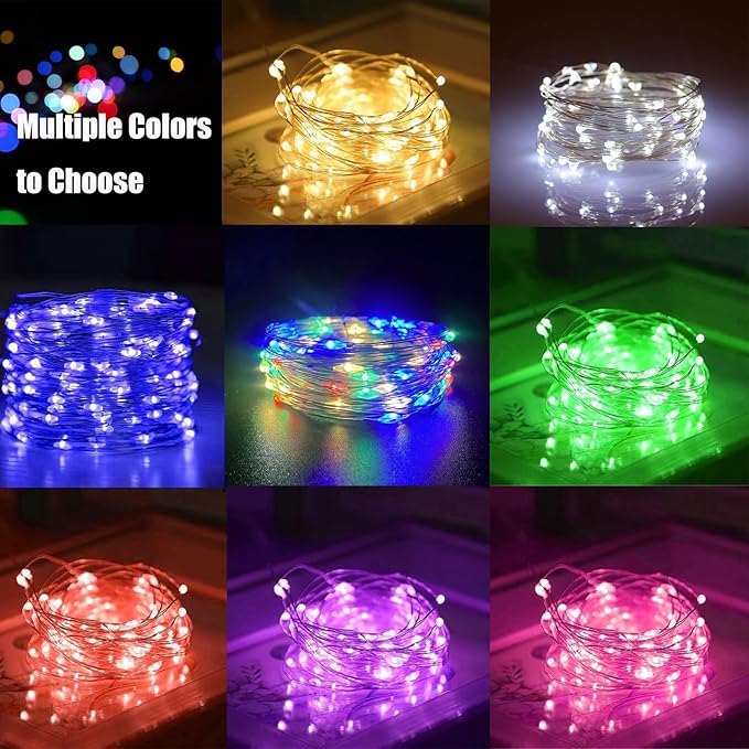 AIKEI 12 Pack LED Fairy Lights Battery Operated, String Lights Waterproof 7 Feet 20 Led Firefly Starry Lights for Wedding Party Bedroom Garden Christmas Decoration Mix-Colored