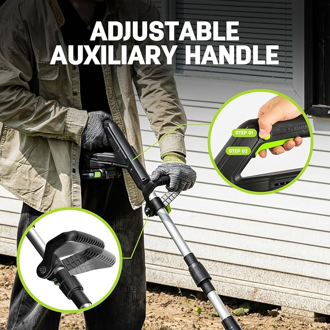 STEELITE 20V Battery Powered Tiller, 360 RPM Cordless Tiller, 400W Powerful Motor, 9-inch Tilling Width and 7-inch Depth Portable Rotary Tiller, 2¡¿2Ah Battery & Charger Included