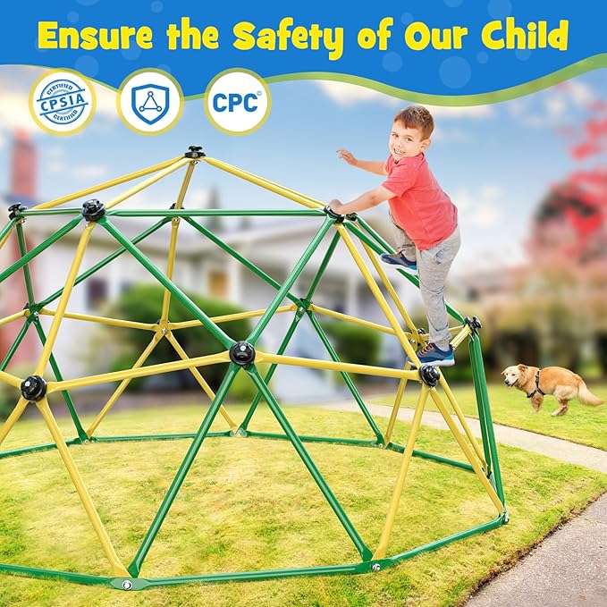 Climbing Dome, 10FT Climber with Hammock & Swing, Jungle Gym Backyard for Kids, 2025 Upgraded Model Indoor Outdoor Toddler Play Equipment, Easy Assembly, Safety Certified
