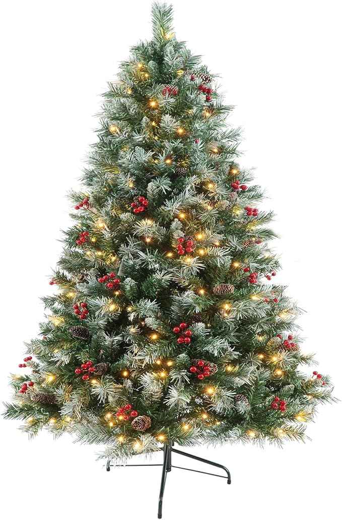 Prelit Christmas Tree with Lights 9ft - Premium Artificial Christmas Tree, with 2270 Branch Tips and 900 Warm Lightsm, Support Automatique, Easy Assembly,Perfect Choice for Xmas Decorations