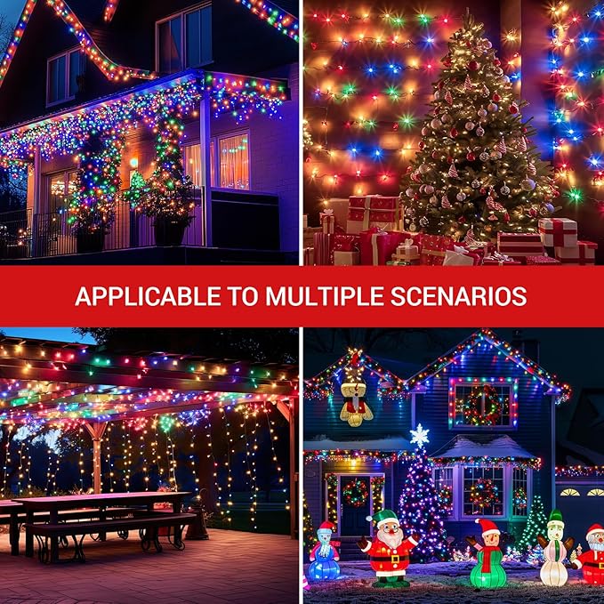 New One Icicle Lights Outdoor 3 Pack, 20.2 FT 150 LEDs Multicolor Icicle Christmas Lights with White Wire, Connectable Icicle String Lights with 39 Drops, Holiday Wedding Party Led Icicle Lights