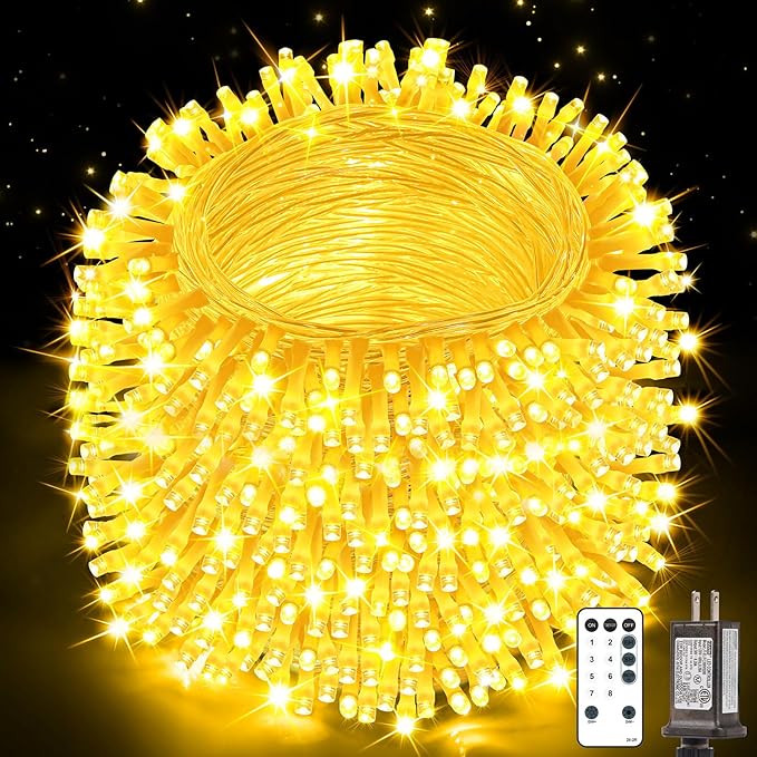 Christmas Lights String Outdoor Indoor, 1200 LED 403FT Warm White Xmas Tree Decorations Lights, Plug in Twinkle Fairy Light with Remote Timer Dimmable for Room Yard Holiday Party Wedding Camping Decor