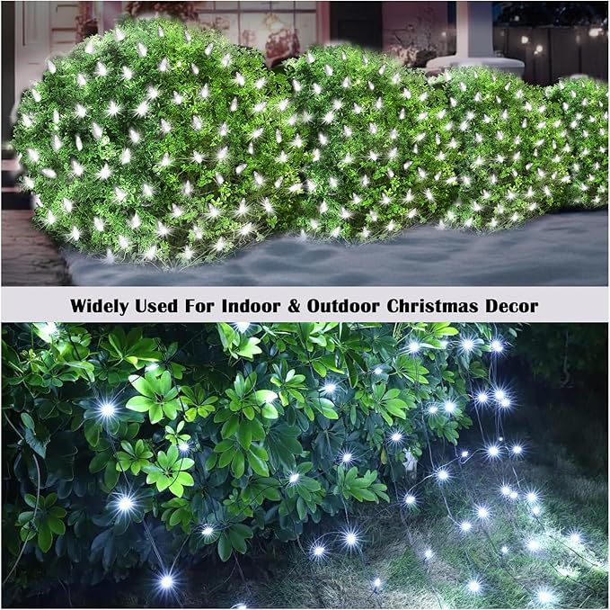 Christmas Net Lights Outdoor for Bushes, 6x5ft 120LED Net Light Outdoor Mesh Lights, Connectable Waterproof Net Light for Bushes,Garden,Yard,Trunk,Xmas Tree,Christmas Décor (Cool White)