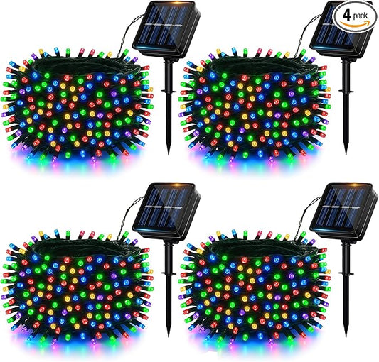 Solar String Lights Outdoor, 4Pack 480 LED Solar Christmas Lights, 160FT Solar Twinkle Light Outdoor Waterproof with 8 Modes for Christmas Tree Wedding Garden Patio Yard Decorations(Multicolor)