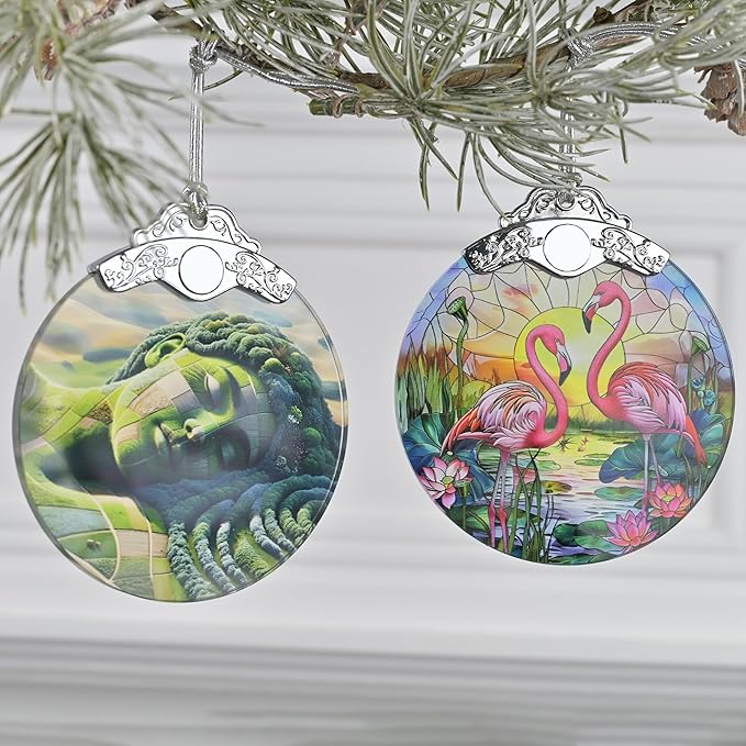 Flamingo 2025 Ornaments for Christmas Tree, Stained Glass Christmas Decoration, Holiday Decor, Gift Idea for Lovers