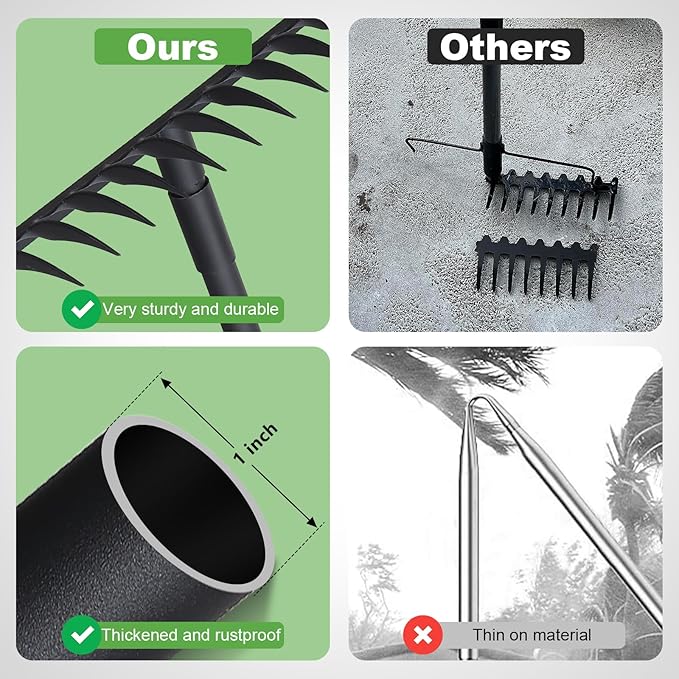 Pragmatist Bow Rake Heavy Duty 60 Metal Head Garden Rake with Adjustable Stainless Steel Handle Garden Tool for Loosening Soil Leveling Mulch Gathering Leaf