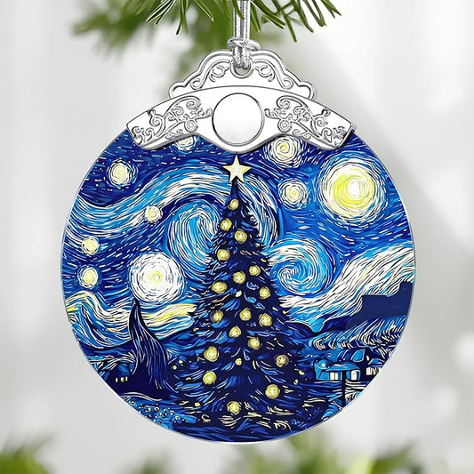 Christmas Ornament, Starry Night Christmas Tree Ornament, Starry Night Stained Glass Ornament, Van Goghs Keepsake, Holiday Decor, Xmas Stocking Stuffers, Gift Idea, Gifts for Friend and Family