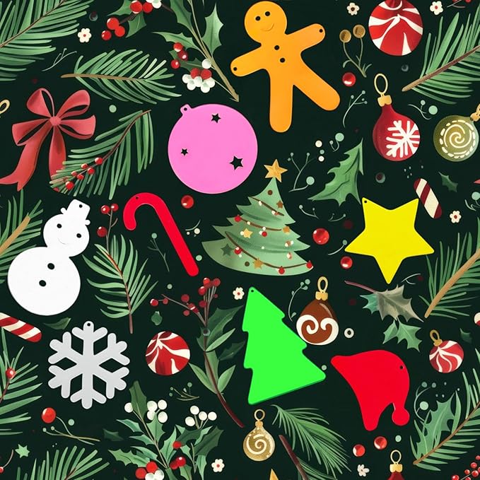 24Pcs 2026 Christmas Ornaments Decorations, Trends Acrylic Christmas Pendants for Tree, Include Snowflake/Candy Cane/Santa Hat/Gingerbread Man/Star/Round Ball/Snowman/Tree
