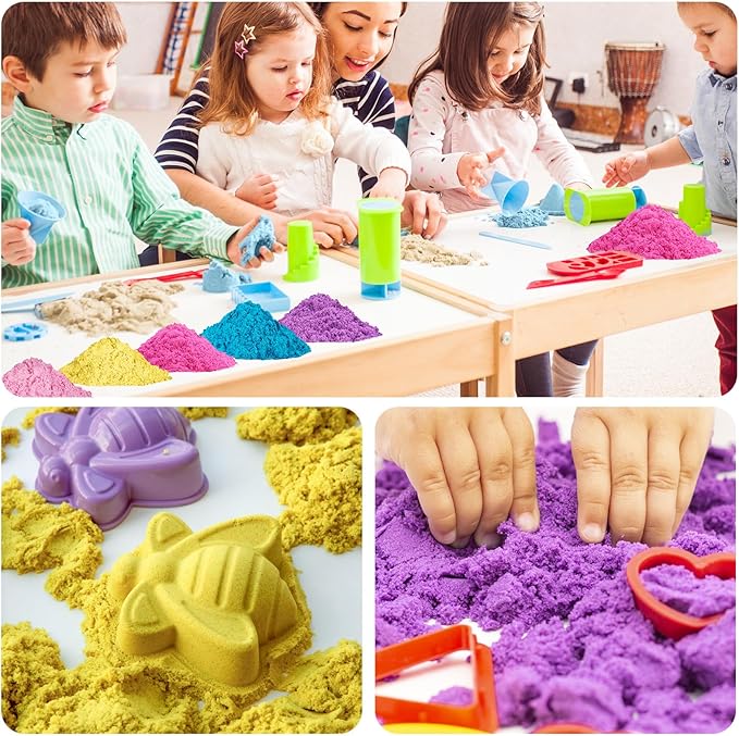 FlexiSand 11 lbs Moldable Self-Sticking Sand, Never Dries Out Fun for 3 Years and Up Kids Bulk Refill for Sensory Sand Box Toys, Ideal for Shaping, Squeezing and Rolling(5kg, Pink Shades)